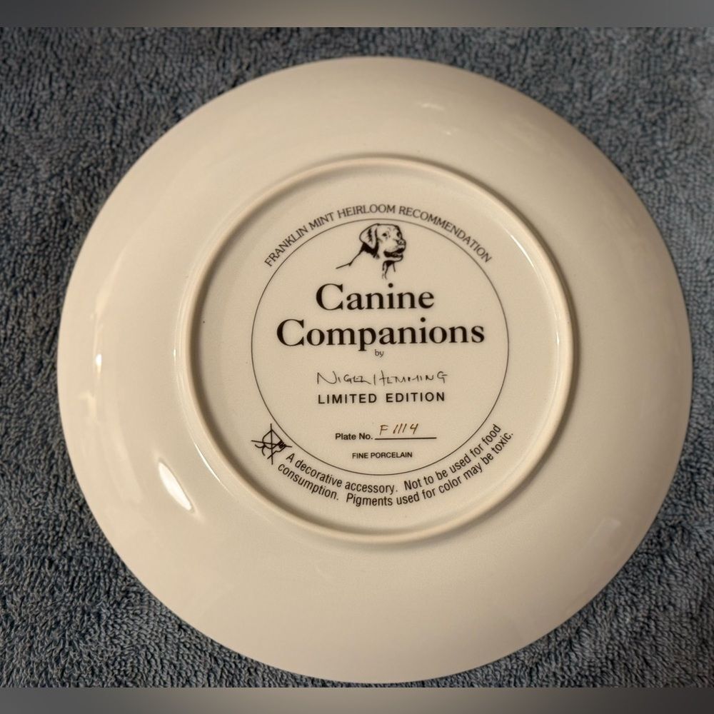 Canine Companions Franklin mint heirloom collectible plate dog art decor - Picture 2 of 5